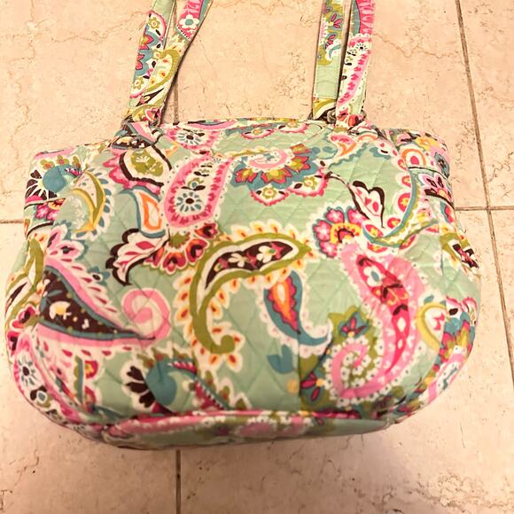 Vera Bradley Mandy Paisley Quilted Tote Shoulder Bag Purse Tutti Fruitti Green - Picture 3 of 12